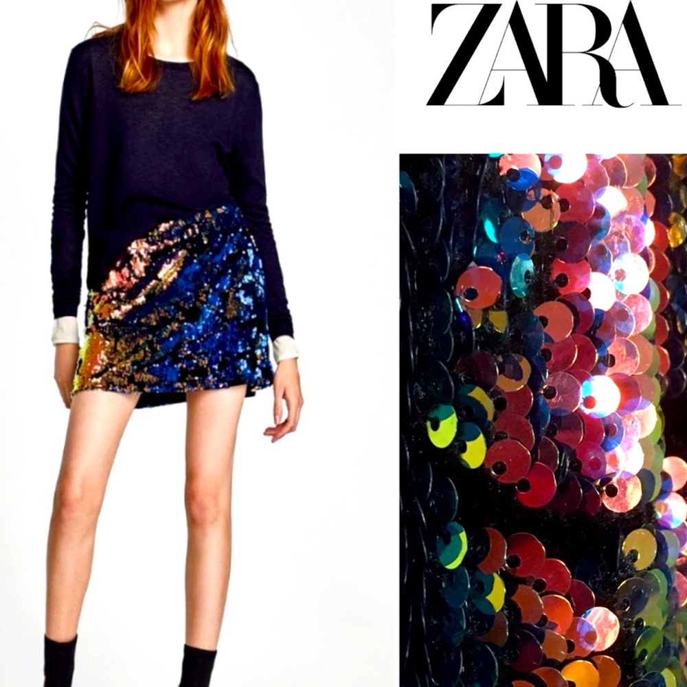 Zara Multicolor Sequin Mini Skirt - Picture 16 of 16